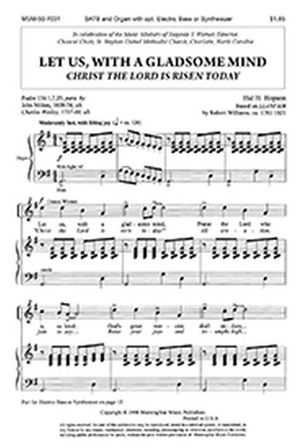 Hal H. Hopson&nbsp;&nbsp;Christ the Lord Is Risen Today Let Us&nbsp;&nbsp;SATB, Organ, opt. Electric Bass or Synthesizer