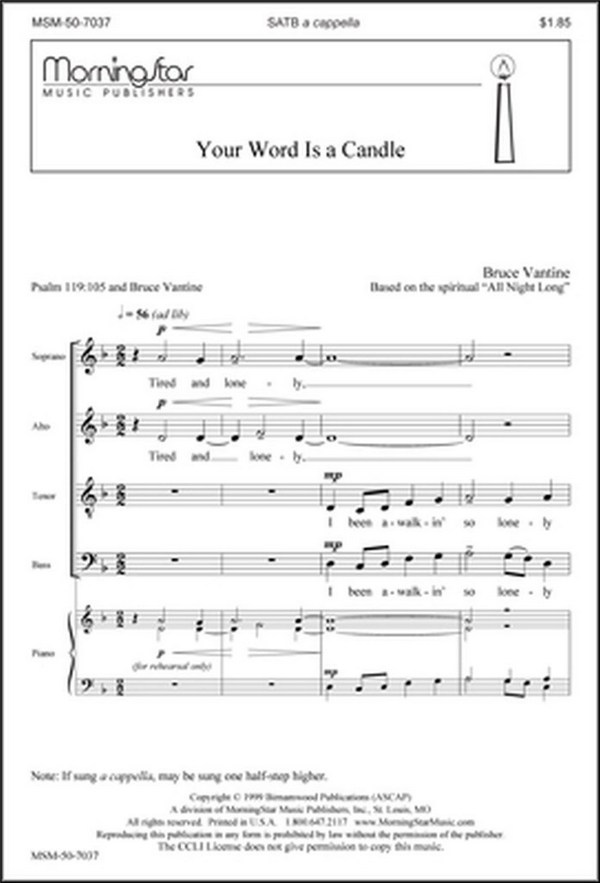 Bruce Vantine&nbsp;&nbsp;Your Word Is a Candle&nbsp;&nbsp;SATB a Cappella