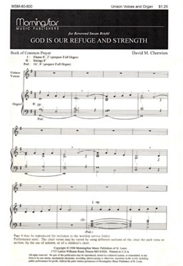David M. Cherwien&nbsp;&nbsp;Psalm 46: God Is Our Refuge&nbsp;&nbsp;Unison Voices, Congregation and Organ
