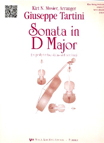 Sonata in D Major for 2 Violins and Bc&nbsp;&nbsp;for string orchestra&nbsp;&nbsp;score and parts (8-8-3--3-3-3--10)