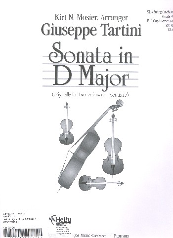 Sonata in D Major for 2 Violins and Bc&nbsp;&nbsp;for string orchestra&nbsp;&nbsp;score