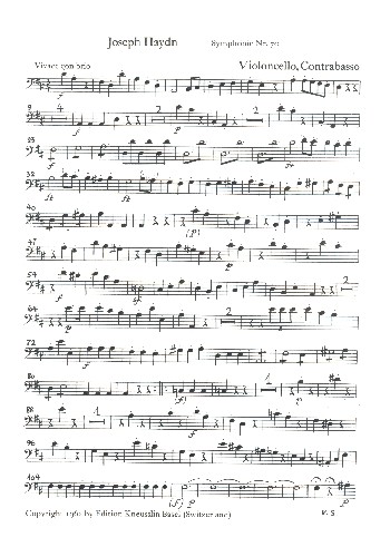 Sinfonie D-Dur Nr.70 Hob.I:70&nbsp;&nbsp;für Orchester&nbsp;&nbsp;Cello / Bass
