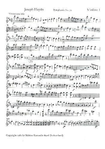 Sinfonie D-Dur Nr.70 Hob.I:70&nbsp;&nbsp;für orchester&nbsp;&nbsp;Violine 1