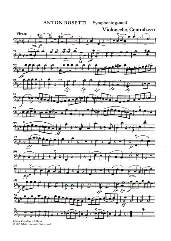 Sinfonie g-Moll  für Orchester  Violoncello/Kontrabass