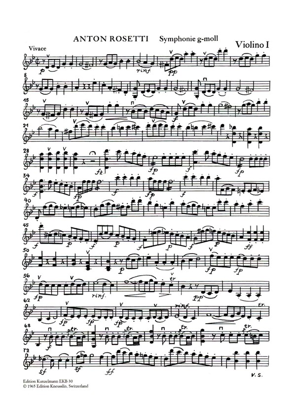 Sinfonie g-Moll  für Orchester  Violine 1