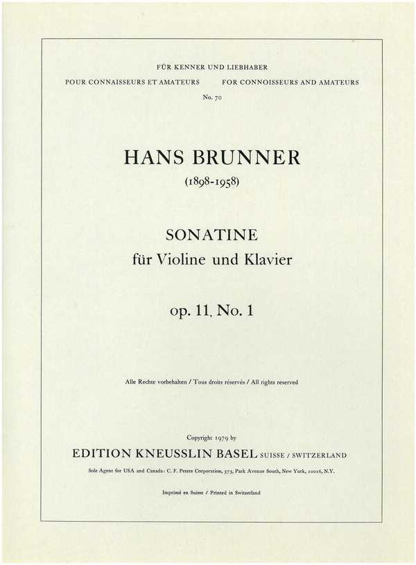 Sonate op.11,1&nbsp;&nbsp;für Violine und Klavier&nbsp;&nbsp;