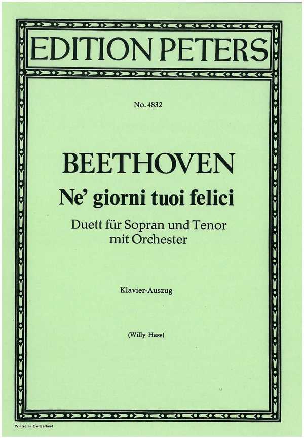 Ne' giorni tuoi felici&nbsp;&nbsp;für Sopran, Tenor und Orchester&nbsp;&nbsp;Klavierauszug