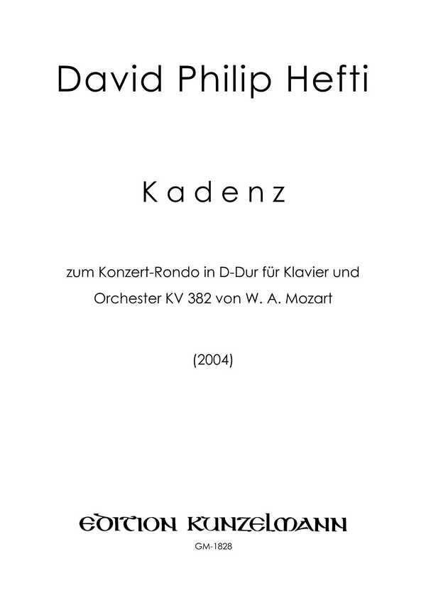 Kadenz zu Rondo KV382 für Klavier und Orchester von Mozart  für Klavier  
