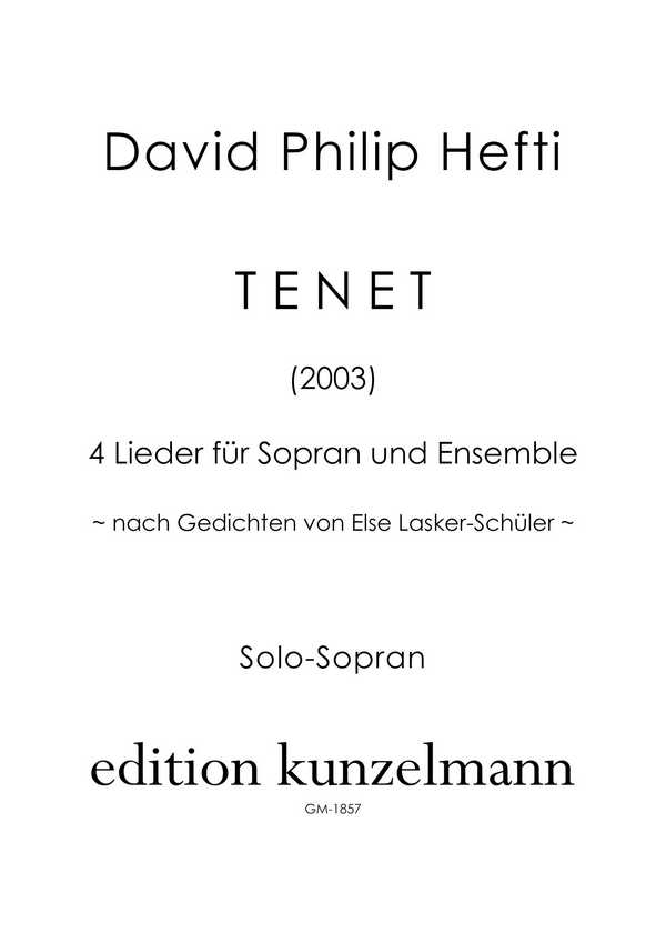 Tenet  für Sopran und Ensemble  Sopran
