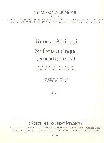 Sinfonia a cinque C-Dur op.2,3 (Sonata Nr.2)&nbsp;&nbsp;für Streichorchester&nbsp;&nbsp;Viola 2