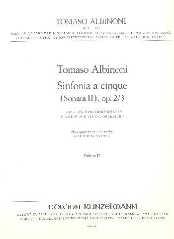 Sinfonia a cinque C-Dur op.2,3 (Sonata Nr.2)&nbsp;&nbsp;für Streichorchester&nbsp;&nbsp;Violine 2