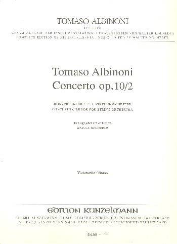 Concerto g-Moll op.10,2&nbsp;&nbsp;für Streichorchester&nbsp;&nbsp;Violoncello/Kontrabass