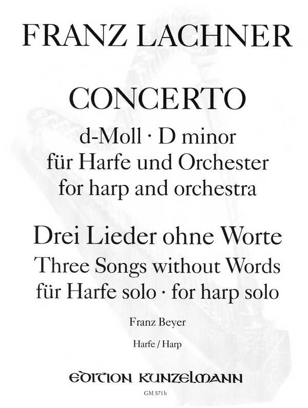 Konzert d-Moll und 3 Lieder ohne Worte  für Harfe und Orchester (Harfe solo)  Harfe