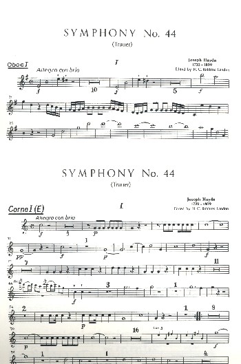 Sinfonie e-Moll Nr.44 Hob.I:44&nbsp;&nbsp;für Orchester&nbsp;&nbsp;Harmoniestimmen