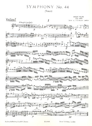 Sinfonie e-Moll Nr.44 Hob.I:44&nbsp;&nbsp;für Orchester&nbsp;&nbsp;Violine 1