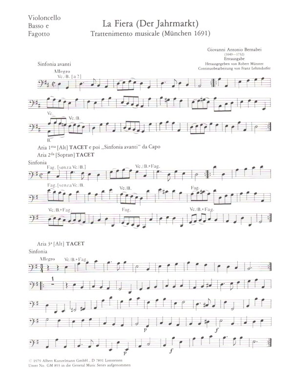 Der Jahrmarkt  für 2 Flöten, Streicher und Bc  Violoncello/Kontrabass