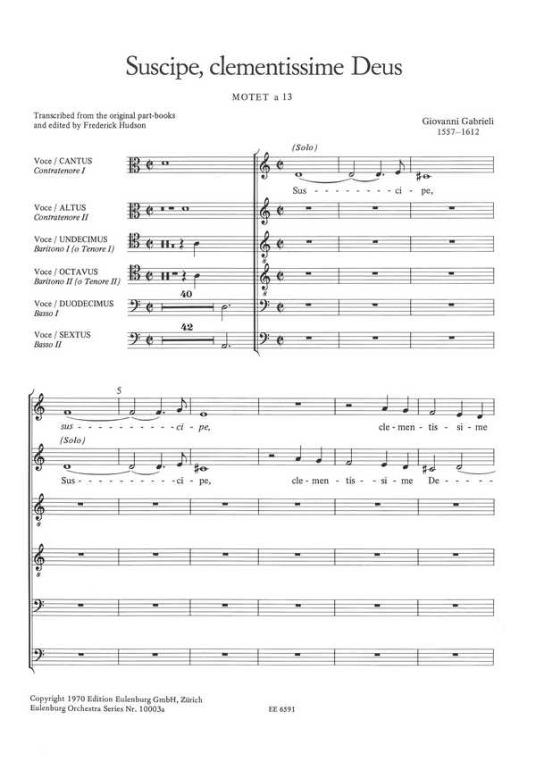 Suscipe clementissime Deus&nbsp;&nbsp;für gem Chor, 6 Posaunen und Orgel&nbsp;&nbsp;Chorpartitur
