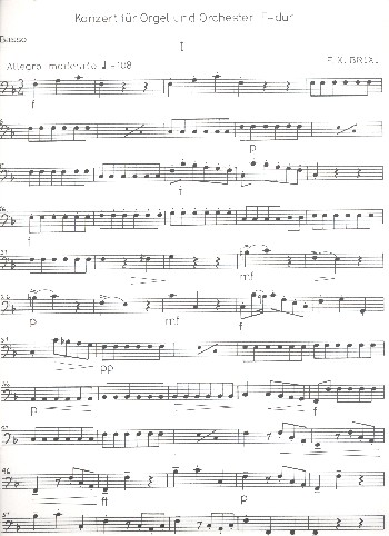 Konzert F-Dur  für Orgel und Streicher  Violoncello/Kontrabass