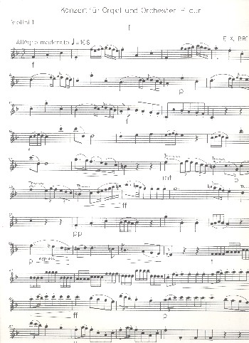 Konzert F-Dur  für Orgel und Streicher  Violine 1