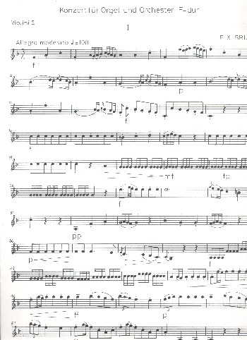 Konzert F-Dur  für Orgel und Streicher  Violine 2