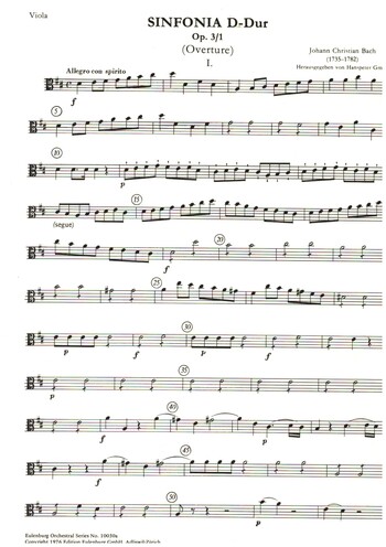 Sinfonia D-Dur op.3,1  für Orchester  Viola