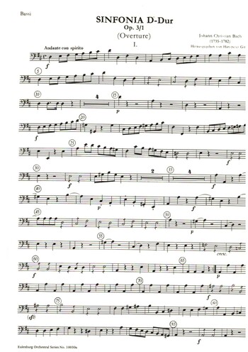 Sinfonia D-Dur op.3,1  für Orchester  Violoncello/Kontrabass