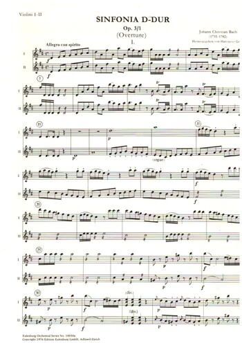 Sinfonia D-Dur op.3,1  für Orchester  Violine 1/2