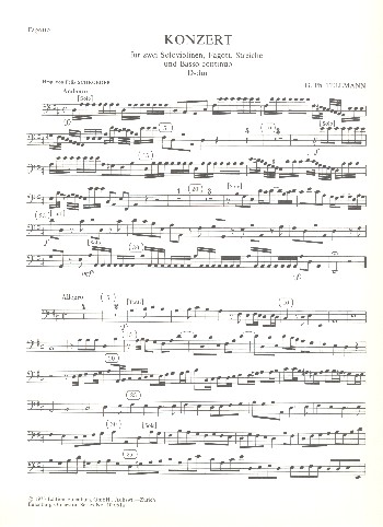 Konzert D-Dur TWV 53:D4&nbsp;&nbsp;für 2 Violinen, Fagott, Streicher und Bc&nbsp;&nbsp;Fagott