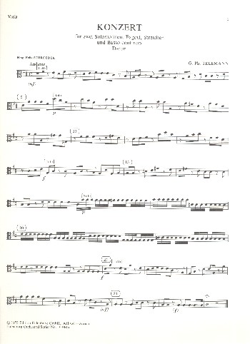 Konzert D-Dur TWV 53:D4&nbsp;&nbsp;für 2 Violinen, Fagott, Streicher und Bc&nbsp;&nbsp;Viola