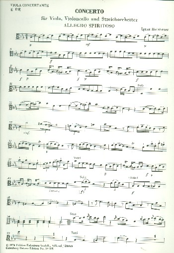 Konzert  für Viola, Violoncello und Streichorchester  Viola solo (und tutti)