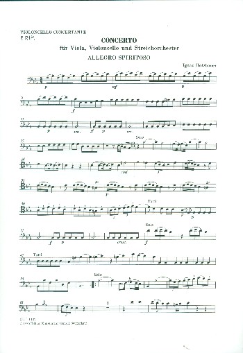 Konzert  für Viola, Violoncello und Streichorchester  Violoncello solo (und tutti)