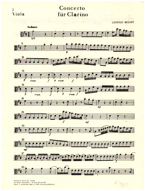 Konzert D-Dur  für Trompete in D und Orchester  Viola