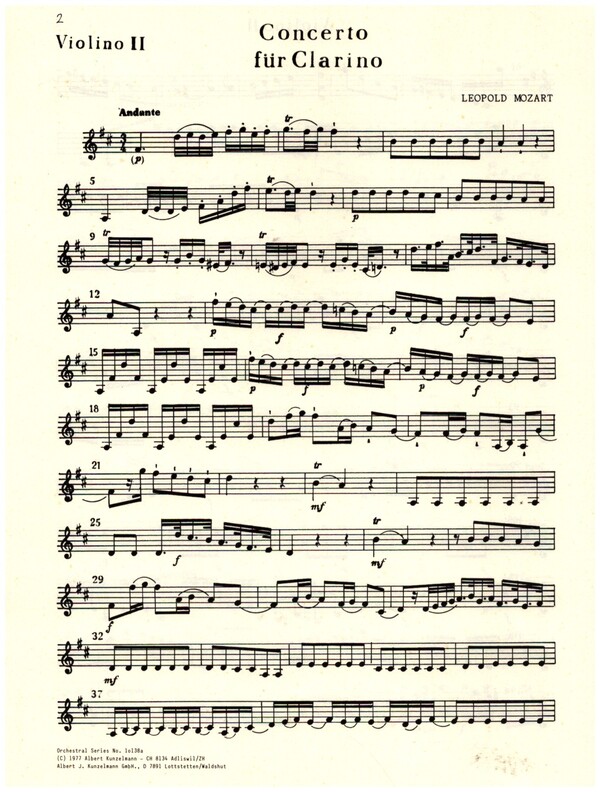 Konzert D-Dur  für Trompete in D und Orchester  Violine 2