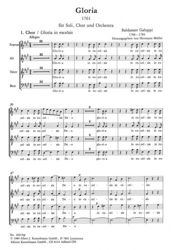 Gloria  für Soli, Chor, Orchester und Orgel  Chorpartitur