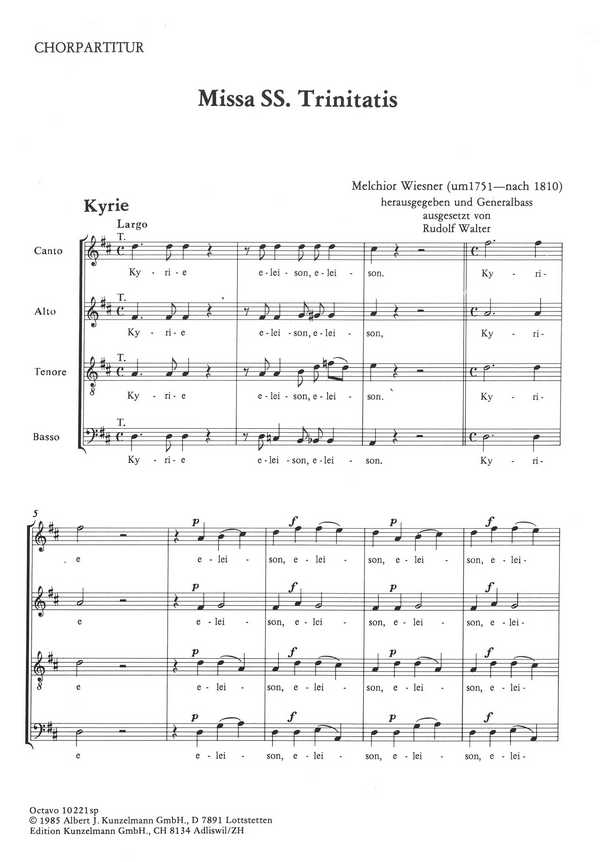 Missa SS. Trinitatis&nbsp;&nbsp;für Soli, Chor und Orchester&nbsp;&nbsp;Chorpartitur