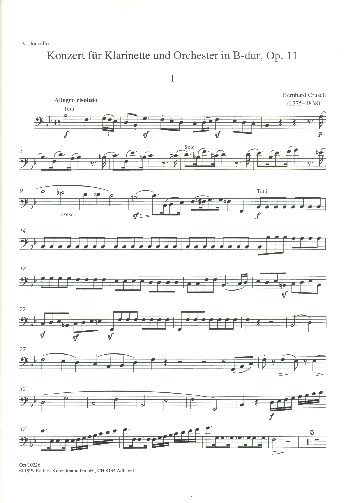 Konzert B-Dur op.11  für Klarinette und Orchester  Cello / Bass
