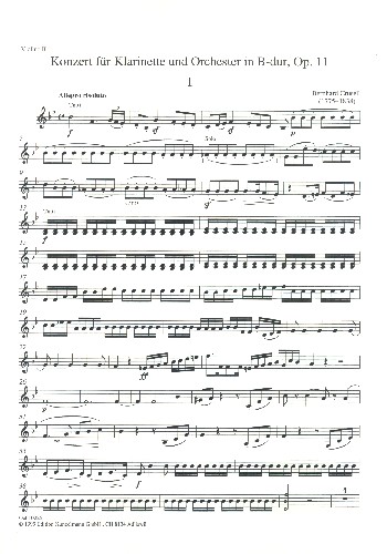 Konzert B-Dur op.11  für Klarinette und Orchester  Violine 2