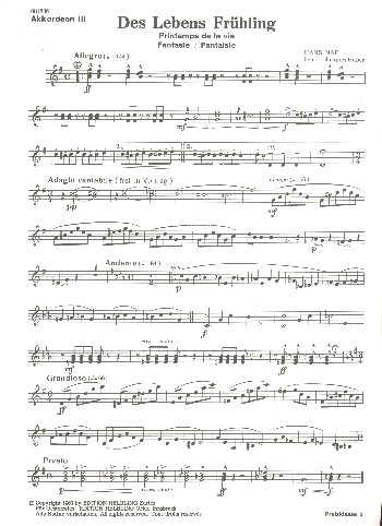 Des Lebens Frühling&nbsp;&nbsp;für Akkordeonorchester&nbsp;&nbsp;Akkordeon 2/3/4/Bass