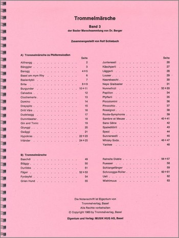Basler Trommelmärsche Band 3  für Basler Trommel  