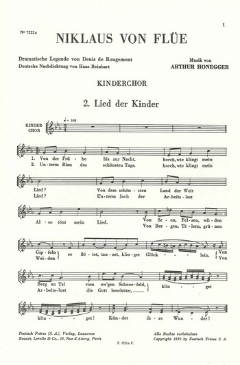 Honegger Arthur&nbsp;&nbsp;Niklaus von Flüe&nbsp;&nbsp;GemCh/Orch KCh dt