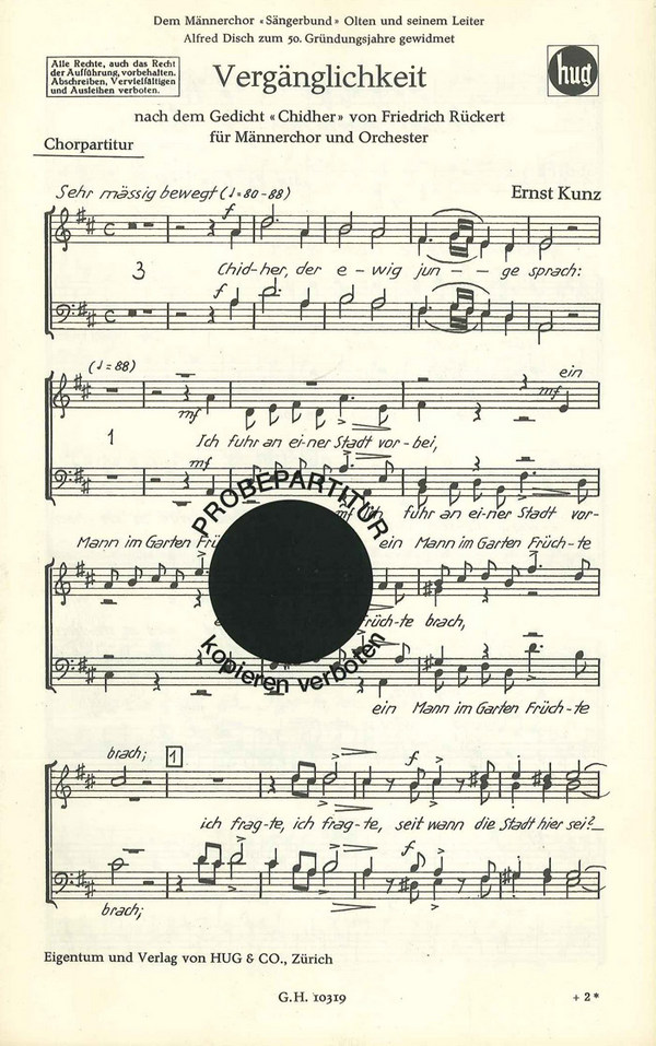 Kunz Ernst&nbsp;&nbsp;Vergänglichkeit&nbsp;&nbsp;MCh/Orch Chp