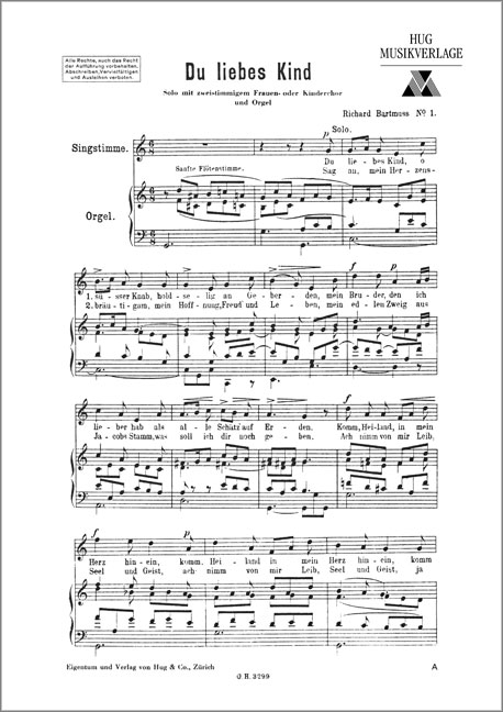 Du liebes Kind&nbsp;&nbsp;für Solo, Frauenchor (Kinderchor) und Orgel&nbsp;&nbsp;Partitur