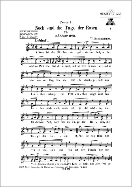 Baumgartner Wilhelm  Noch sind die Tage der Rosen  MCh