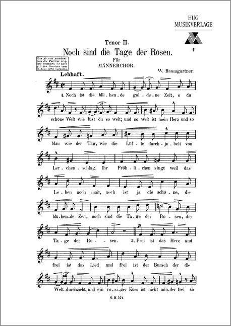 Baumgartner Wilhelm  Noch sind die Tage der Rosen  MCh