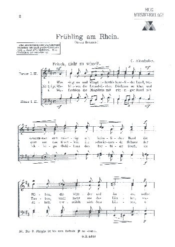 Frühling am Rhein&nbsp;&nbsp;für Männerchor  a cappella&nbsp;&nbsp;Partitur