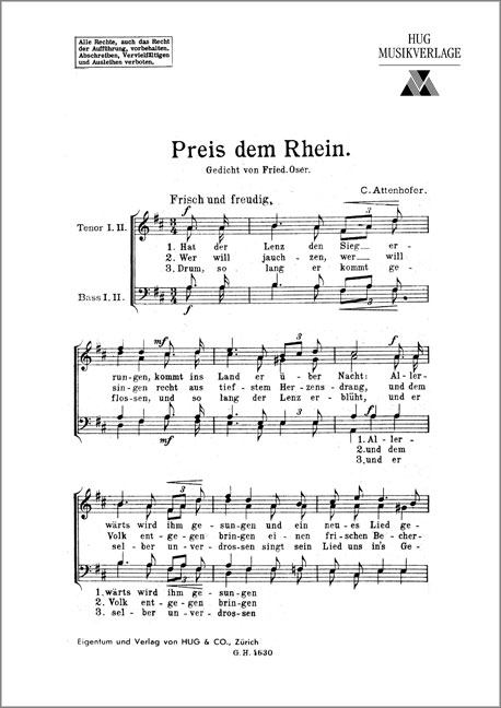 Attenhofer Carl  Preis dem Rhein  MCh