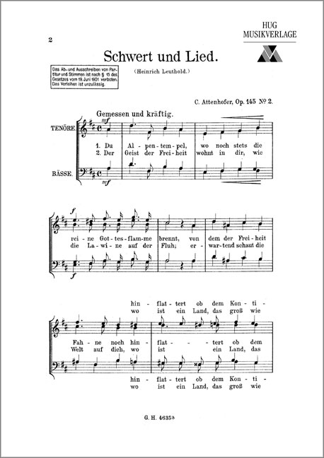 Attenhofer Carl  Schwert und Lied  MCh