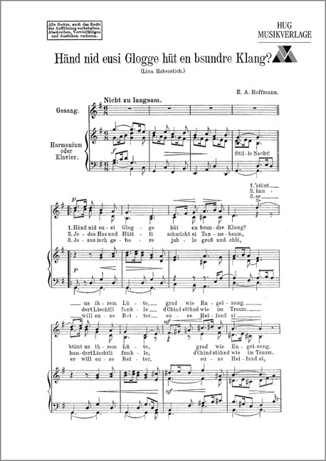 Hoffmann E.A.&nbsp;&nbsp;Händ nid eusi Glogge hüt en&nbsp;&nbsp;Ges/Pno