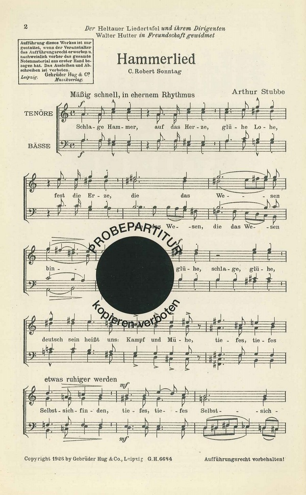 Stubbe Arthur&nbsp;&nbsp;Hammerlied&nbsp;&nbsp;MCh