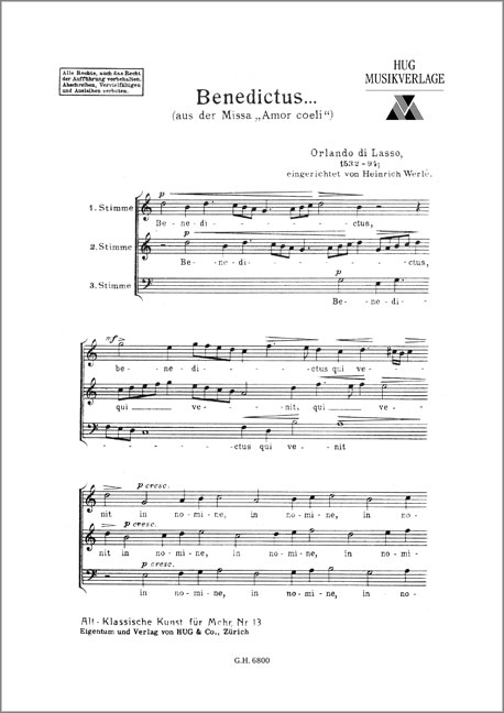 Lasso Orlando di&nbsp;&nbsp;Benedictus&nbsp;&nbsp;3SiSt